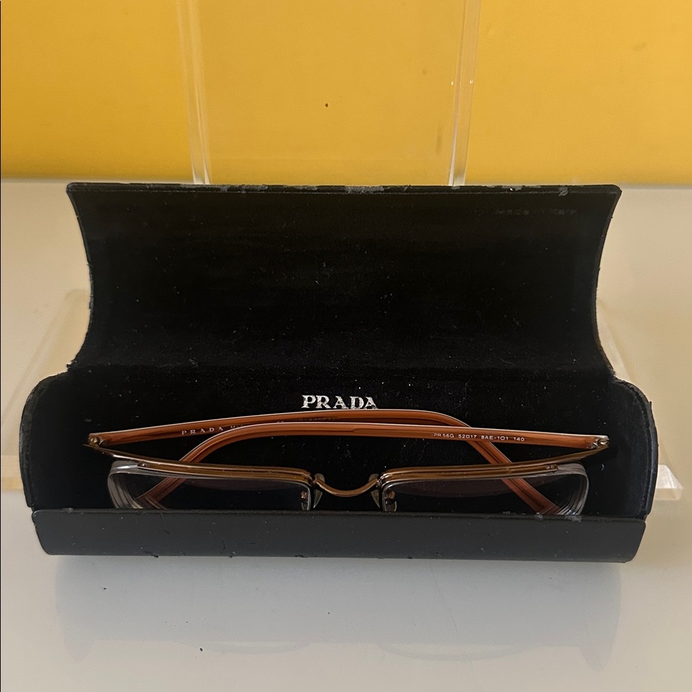 Prada Sleek Bronze Titanium Frameless Rectangular Prescription Glasses Frame - Picture 14 of 15